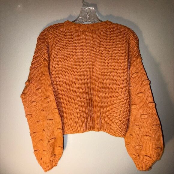 moon & madison Vibrant Orange Popcorn Sleeve Knit Sweater XS #715 - Picture 5 of 5